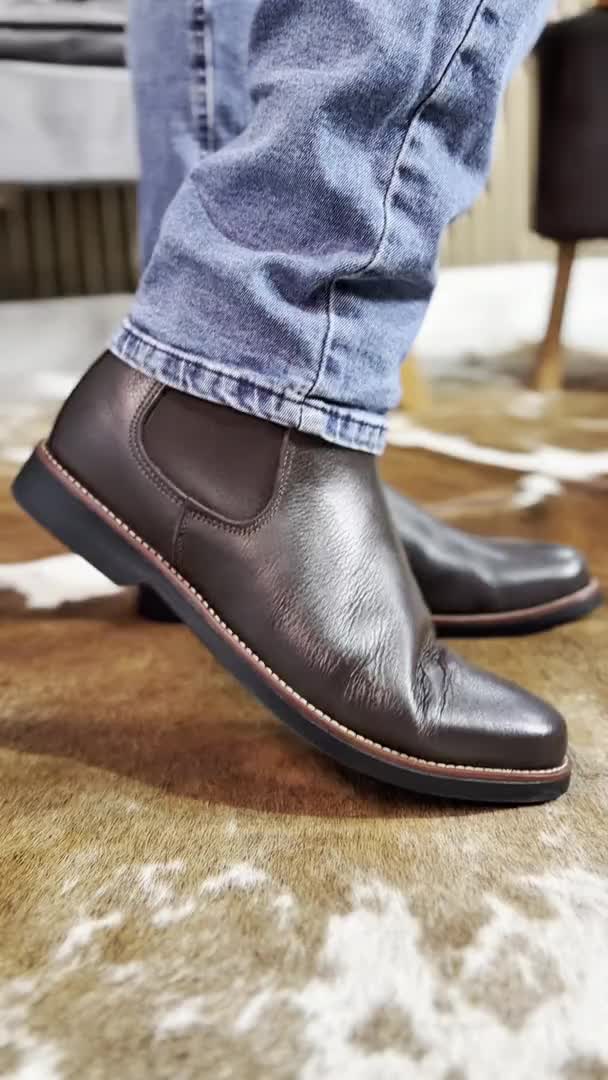 靴 chausser classic line C-7047 27cm Bota Masculina Couro com Elastico Lateral Chelsea Amsterdam Cafe